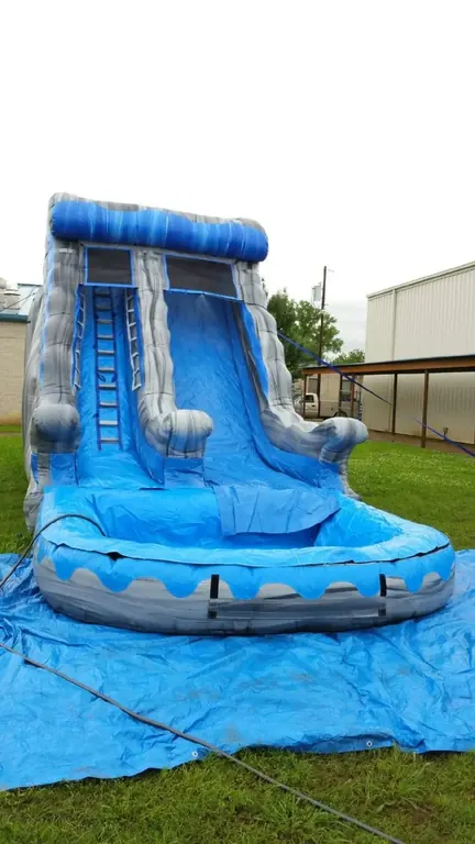 Blue inflatable water slide rental